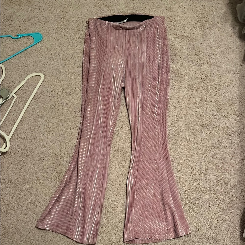 Free People Pink Flare Pants with High Waist